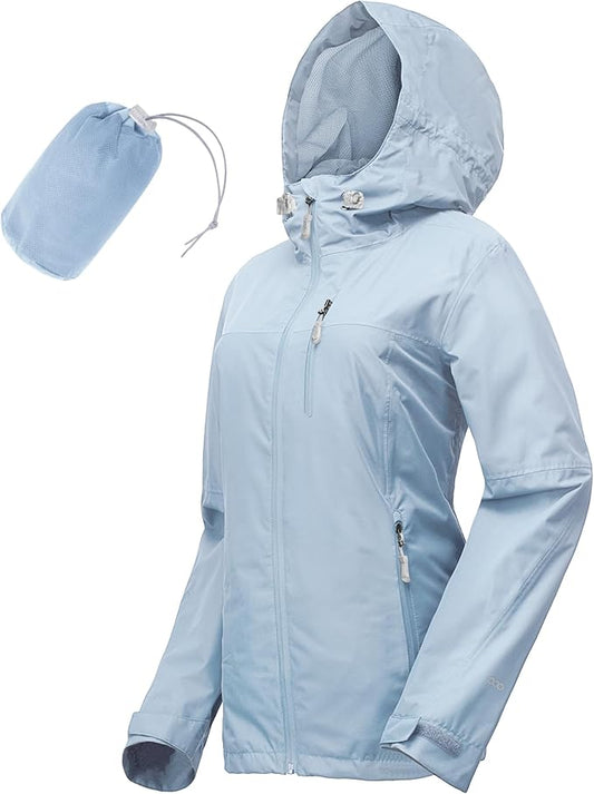 33,000ft Packable Rain Jacket Women Lightweight Waterproof Raincoat with Hood Cycling Bike Jacket Windbreaker