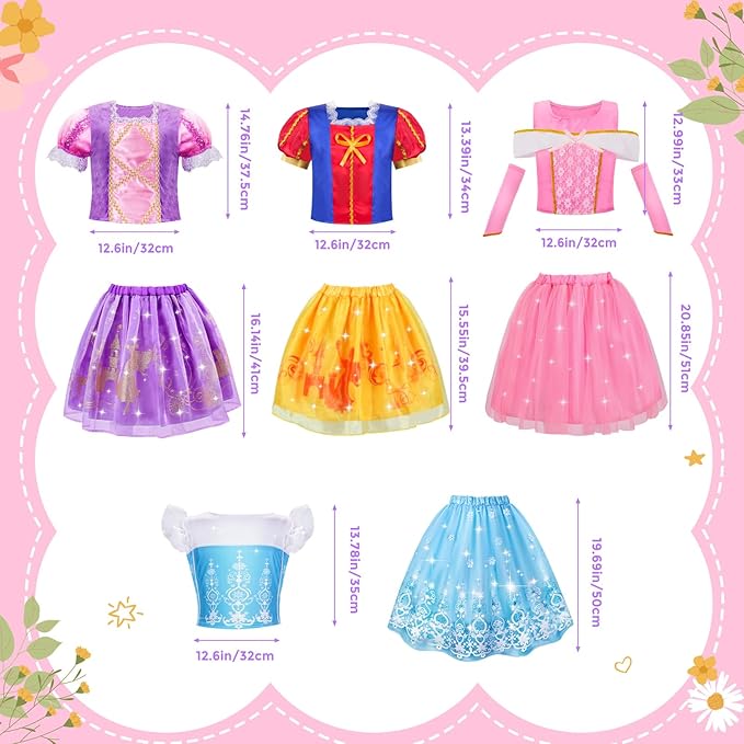 Meland Princess Dress Up - Princess Dresses for Girls with Princess Toys, Dress Up Clothes for Little Girls Pretend Play