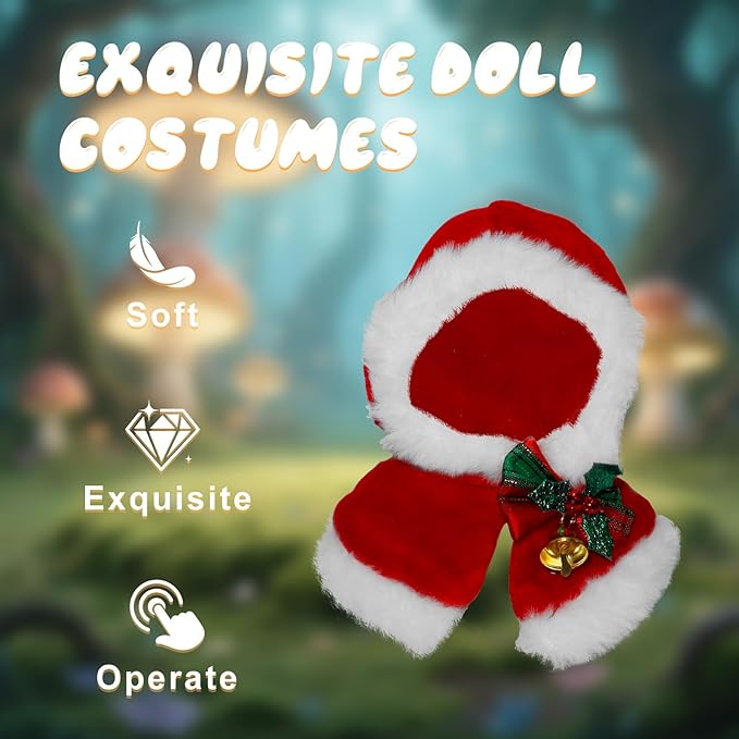 17cm Doll Clothes 2-Piece Set – Christmas Skirt Outfit with Cape & Hat for 1:6 Scale Dolls | Festive Holiday Fashion Dress Set (No Doll Included)