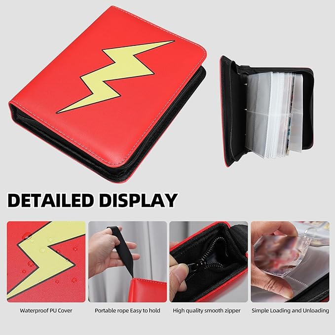 Collectible Trading Card Albums,4 Pocket Card Binder, 400 Double Sided Pocket PU Premium Zip Trading Collection Binderwith 50 Removable Sleeves, Card Folder forTCG, Sports Cards (Light Blue-06)