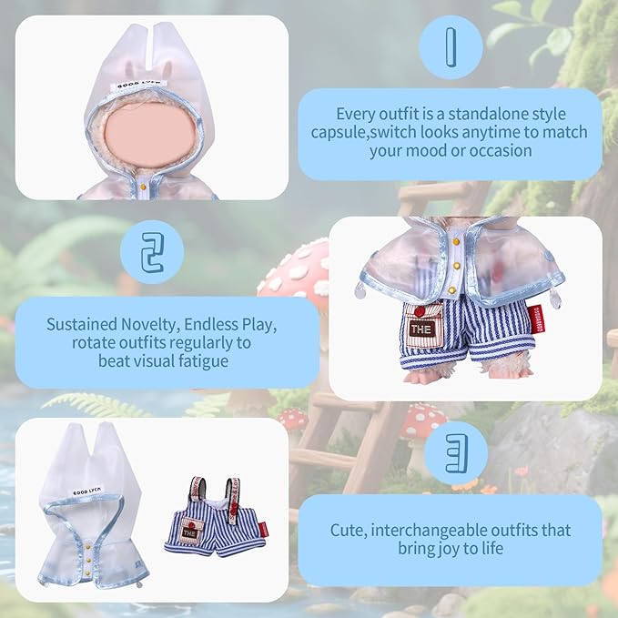 Coolcandy 17cm Doll Clothes, Fashionable Dolls Outfit with Accessories Suit, Stylish Adorable Dolls Clothes Set, Soft Fabric, Detailed Stitching(Doll Not Included)