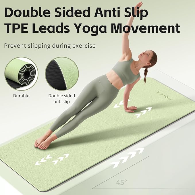 PAIDU Yoga Mat 8mm Super Thick TPE Fitness Mat | SGS Certified | Non-Slip, Odorless & Tear-Resistant | Unisex with Strap | for Yoga, Pilates, Meditation & Home Workouts