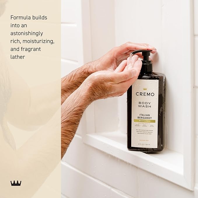 Cremo Rich-Lathering Italian Bergamot Body Wash for Men, 32 Fl Oz