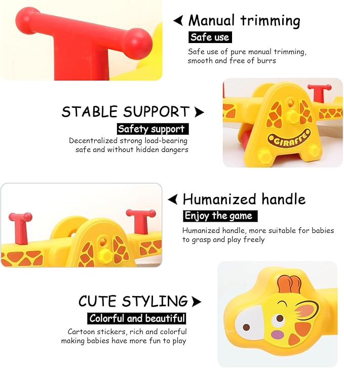 Joyful Yellow Giraffe Teeter Totter Seesaw: Rocking Fun for Two Toddlers or Kids; Indoor & Outdoor Toddler Toys for Ages 1-12, A Precious Gift for Your Dearest Child
