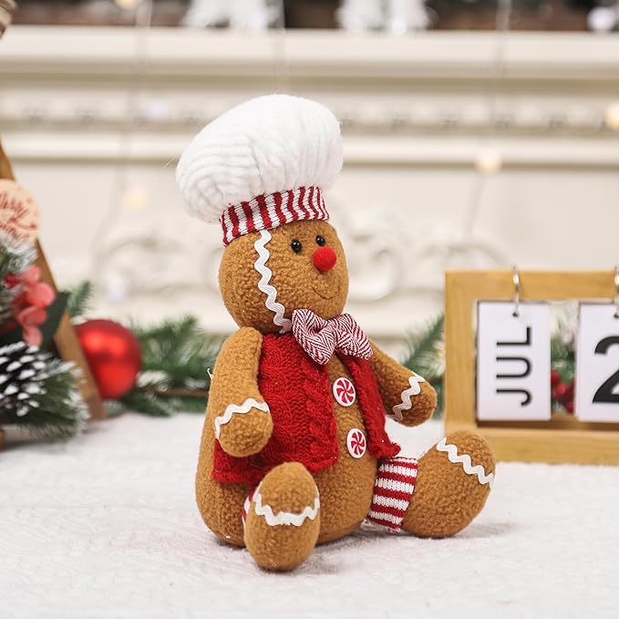 Christmas Gingerbread Man Plush Toy,Christmas Plush Stuffed Doll Gingerbread Boy Girl Cute Plush Pillow for Holiday Christmas Tree Gifts (Girl+Boy)