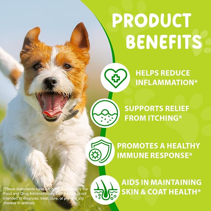 Natural Dog Yeast Infection Treatment for Itchy Skin, Ears & Paws, Soothes Irritation & Relieves Discomfort from Allergies, Supports Healthy Itch Relief, Improves Coat & Skin, Herbal Supplement Drops