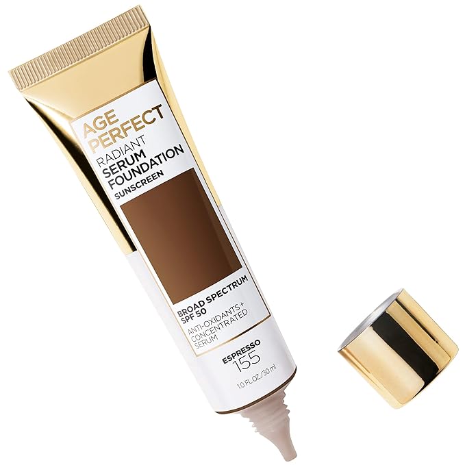L'Oreal Paris Age Perfect Radiant Serum Foundation with SPF 50, Espresso, 1 Ounce