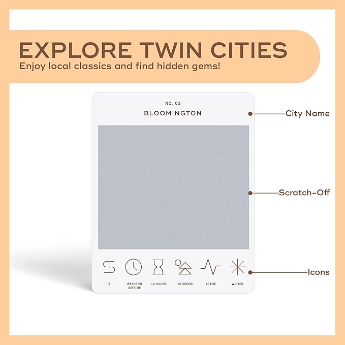 Twin Cities Adventure Bucket List - 50 Scratch-Off Cards for Outdoor Activities, Tourist Attractions, and Historic Landmarks Guide for Exploring The Twin Cities
