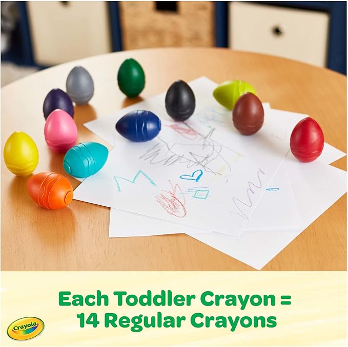 Crayola Large Egg Crayons (12ct), Essential Easter Basket Stuffers, Jumbo Washable Crayons for Toddlers, Spring Craft Supplies, Small Easter Egg Gift, Ages 1+