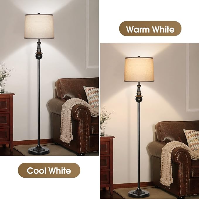Drum Lampshades Set of 2, 11.6"Top x 12.6"Bottom x 9.8"High, Brown | Fabric Lampshades for Table Lamps Floor Lamps, Medium Lamp shades for Bedroom, Spider, Harp Holders Included, Easy Assembly