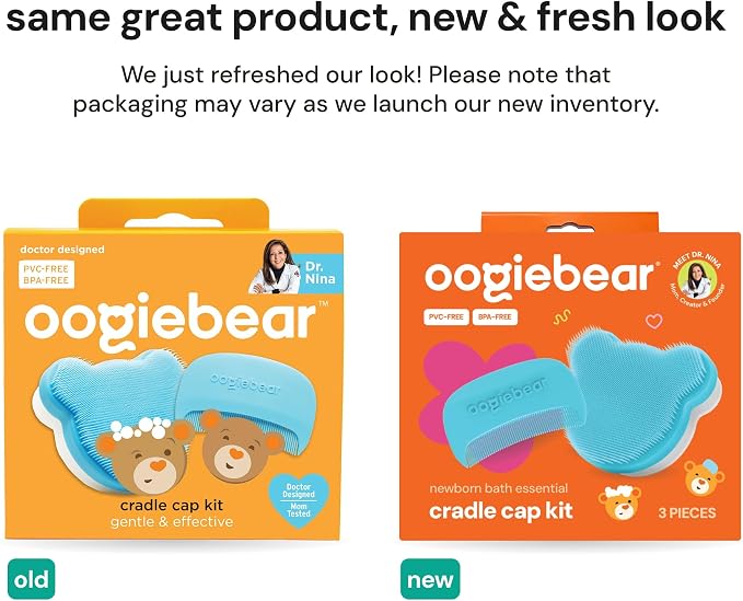 oogiebear Cradle Cap Brush Kit for Babies – Gentle and Safe Scalp Massage Care with Sponge, Brush, and Comb for Newborns and Babies