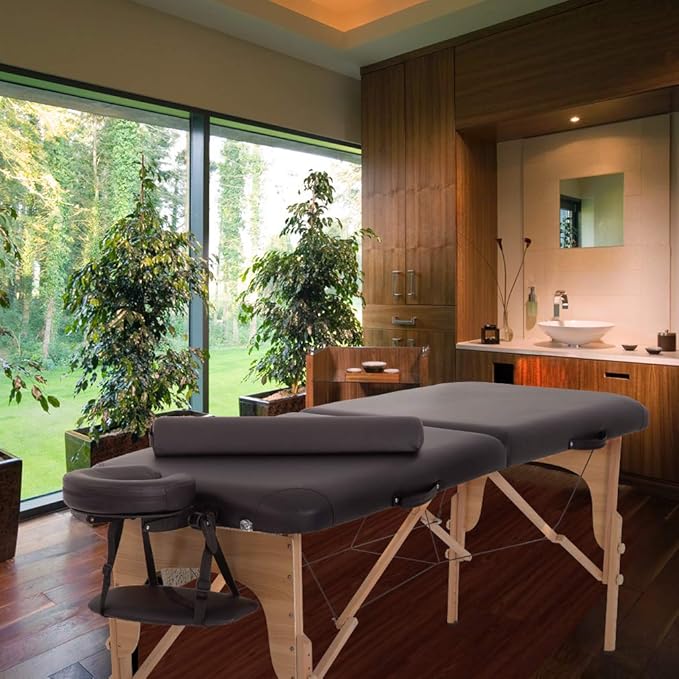BestMassage Massage Bed Portable Massage Table 28 inch Wide Lash Bed Height Adjustable 2 Folding with Half Bolster Oxford Bag for Spa Footmassage Facial CareSpa Tattoo