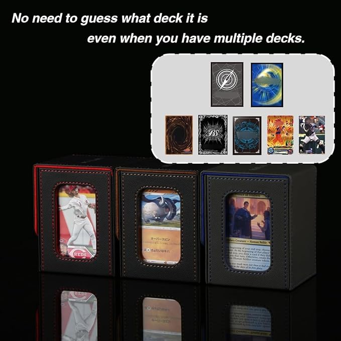 Venssu MTG Deck Box With Slot For Commander Display, Patented Design, Fits 100+ Double /120+ Single Sleeved Cards, With 2 Dividers And 1 Toploader,Compatible with board game TCG CCG (Black＆Grey)