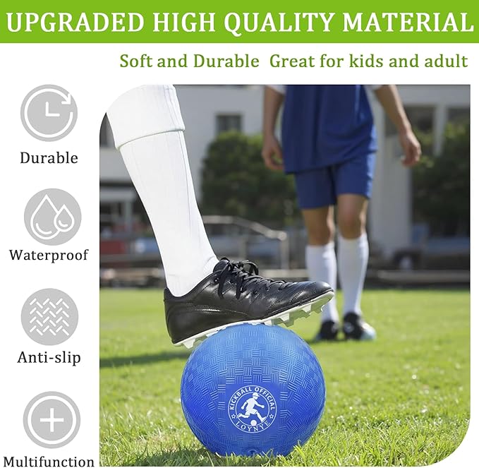 10 Inch Dodgeball Balls Playground Ball Kickball, Dodge Balls for Kids, Kickballs Handball for Indoor Outdoor Games Four Square Balls, Includes Pump