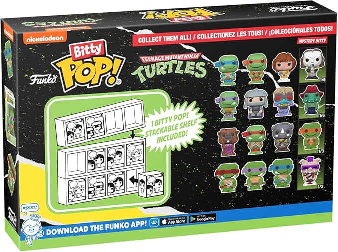 Funko Bitty POP! Teenage Mutant Ninja Turtles (TMNT) - Shredder, 4-Pack - 8-Bit Raphael, 8-Bit Donatello, 8-Bit Leonardo and A Surprise Mystery Mini Figure - 0.9 Inch (2.2 Cm) Collectable - Gift Idea