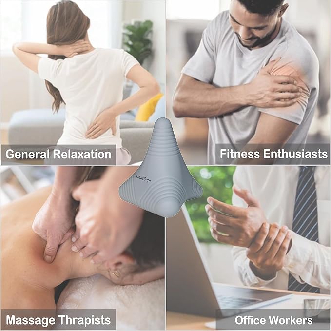 Trigger Point Massage Ball, Manual Massager Tool for Muscle Knot Deep Tissue Relief Myofascial Release Physical Therapy Hip Flexor Iliacus Psoas Hand Foot Back. 2.8×2.9” (Gray)