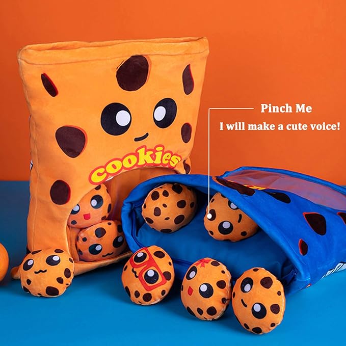 REFAHB Yummy Cookie Stuffed Toy Game Pillow, Cute Plush Cushion, Delicious Food Dessert Package, Birthday Gift (8pcs a Bag, Blue)