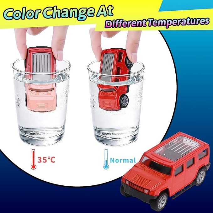 Color Changing Cars Bath Toys for Kids Ages 3 and Up 6Pcs 1：60 Pull Back Cars Model, Change Color in Water Above 35 Degrees Celsius