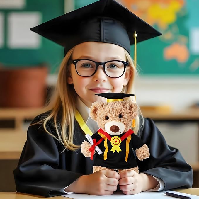 Set of 1 Graduation Teddy Bear Clothes Cap & Gow Outfit Fits Make Your Own Most 8" - 13" Bear Plush Stuffed Animal Outfit Pet Dog Doll Cap and Gown Build a Bear Clothes(Graduation E, Fit 8"-13")