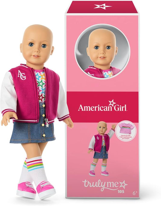 American Girl, Truly Me 18-inch Doll #105 with Light-Blue Eyes, Without Hair, Light-to-Medium Skin, for Ages 6+