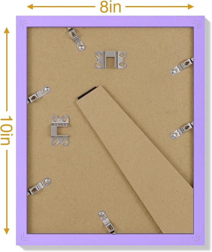 Vittanly 8x10 Picture Frames Set of 9 for Wall or Tabletop Display, Purple | Display Pictures 5x7 with Mat or 8x10 without Mat, Small Photo Frames, Engineered Wood with Shatter Resistant Plexiglass