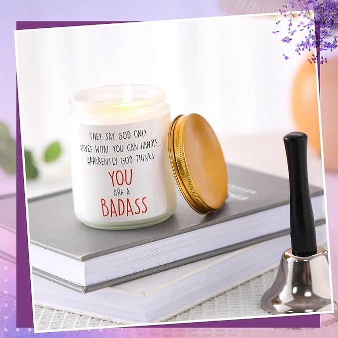 Nuanchu Funny Get Well Gifts Surgery Recovery Gifts Include Hand Call Bell and Lavender Scented Candle for Chemo Patients