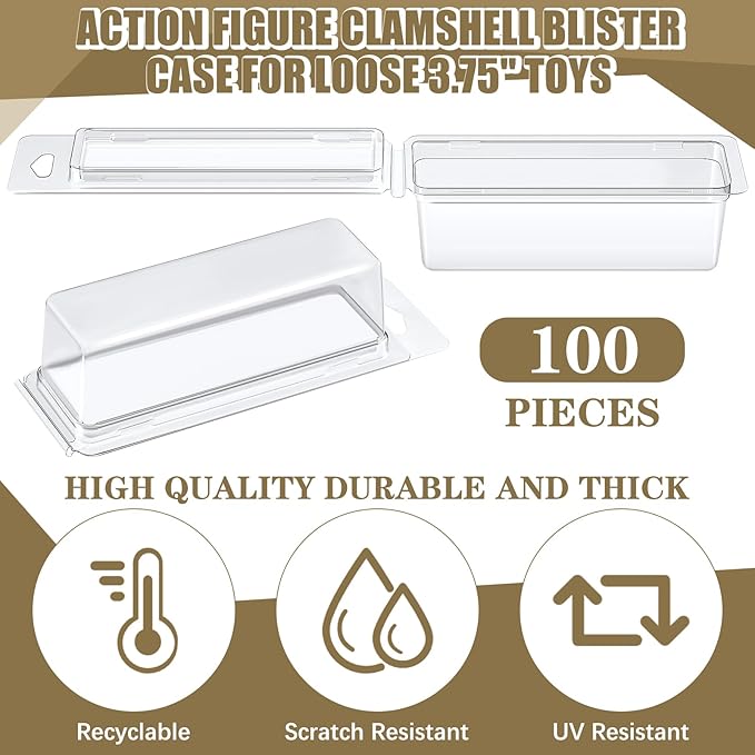 Wesiti 100 Pcs Plastic Blister Clamshell Protective Case Action Figure Display Protective Case for Action Figure Prevent Scratches PET Protector