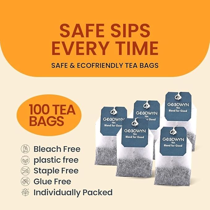 Goodwyn Herbal Tulsi Tea Bags Holy Basil Green Tea 100 Individually Wrapped Bags Low Caffeine Sugar Free Plastic Free Daily Wellness Herbal Tea Indian Origin Chai Eco Friendly
