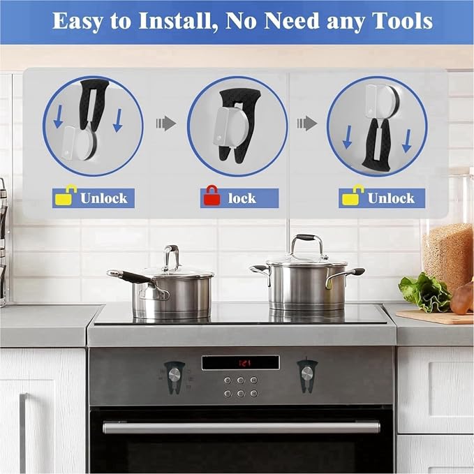 Universal Stove Knob Locks(2Pack Purple + 3Pack Blue) Child Proof Gas Stove Safety Lock with Key, Easy Install No Tools Needed, Heat Resistant Baby Proofing Essentials for Kitchen Cooktop