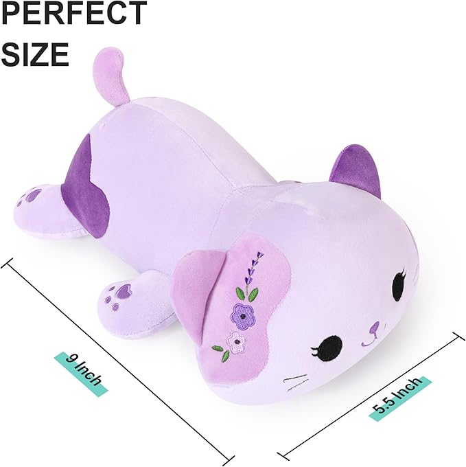 Onsoyours Original Lavender Cat Plush 9 Inch Kitty Plushies Toy Kitten Stuffed Animal Soft Pillow Kawaii Plushie Gift for Kids & Adults (Lavender Cat,9")