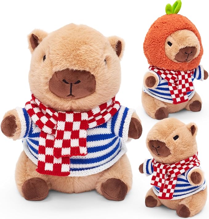 Capybara Plush Toy, Cute Stuffed Animals Kawaii Capibara Plush Pillow Christmas Birthday Easter Valentine's Day Gift for Kids Boys Girls (10 PCS)
