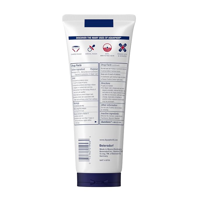 Aquaphor Baby Healing Ointment Advanced Therapy Skin Protectant, Dry Skin and Diaper Rash Ointment, 7 Oz Tube