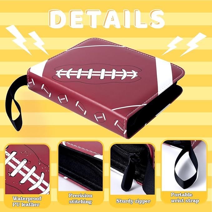 Jravkfi 4 Pocket Trading Card Binder,400 Pockets Trading Card Collection Book with Sleevese,3-ring Zipper Sports Card Album with 50 Removable Double-Sided Card Holder (Brown)