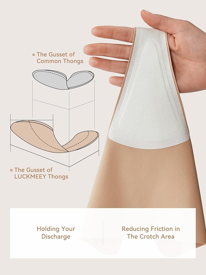 LUCKMEEY Cotton Thongs for Women Seamless Thongs for Women No Show Thong Panty Liners Workout G-String Thongs Underwear