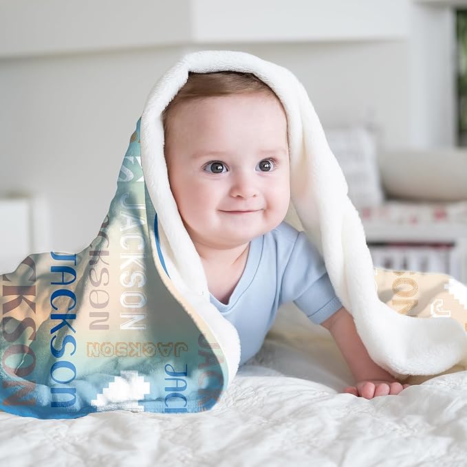 Personalized Name Blanket for Kids Adults, Custom Blanket with Name, Customized Baby Blanket for Girls Boys, Personalized Birthday Gifts for Women Men