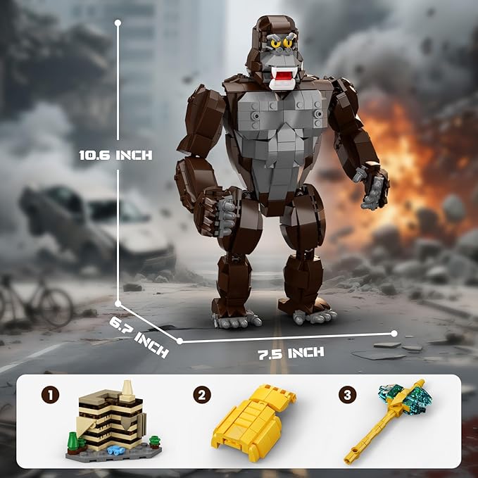 King Kong vs Godzilla Building Set with Battle Axe, The New Empire Kong Action Figure Model Kit,Kong Collectible Creative Gifts for Adults Boys 14+（828PCS）