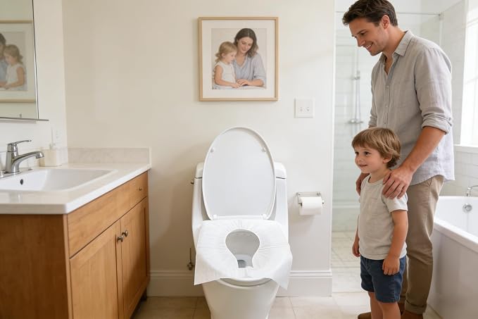Disposable Toilet Seat Covers, 10pcs Flushable Travel Disposable Toilet Seat Covers for Adults Kids Potty Training, Travel Essential Accessories for Airplane, Road Trips, Camping (10)