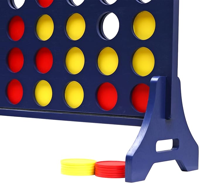 Tailgating Pros Premium Navy Giant Four in a Row with Carrying Case - Jumbo Oversized Outdoor Yard Game - Connect Multiple Pucks in a Row to Win - Many Puck Colors Available!