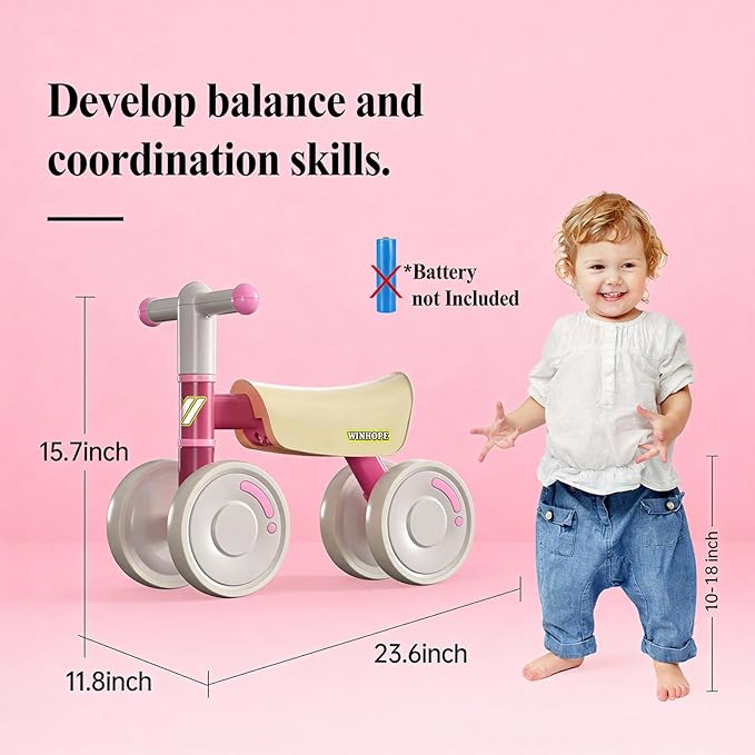 WinHope Baby Balance Bike for 1 Year Old Boys Girls,12-36 Month Toddler Balance Bike with 4 Wheels,Toddler First Bike,Girls First Birthday Gifts