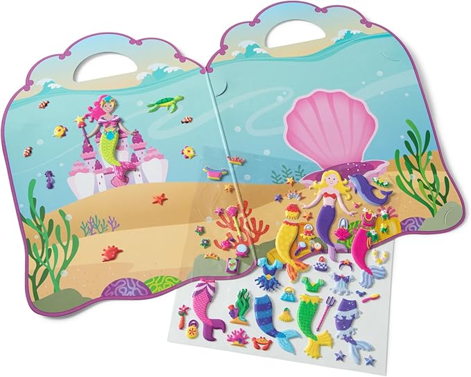 Melissa & Doug Puffy Sticker Activity Books Set: Princess, Mermaid, Fairy - 180+ Reusable Stickers - FSC Certified