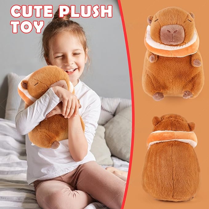 Cute Capybara Plush Toy 13.8 inch, Soft Capybara Stuffed Animal Plushies Pillow Birthday Gift for Kids