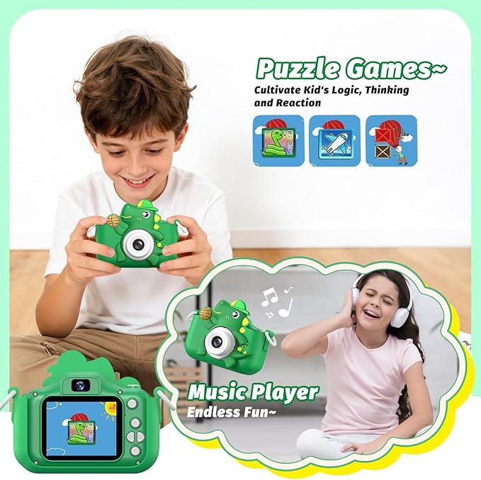Kids Camera Toy, masterbee Dinosaur Toys Camera for Kid Age 3-12, Christmas/Birthday Gifts for Boys and Girls, 1080P HD Kids Digital Camera, Children Camera Gift for 3 4 5 6 7 8 9 10 11 12 Year Old