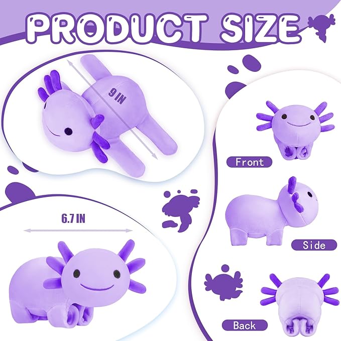 Huggers Axolotl,Stuffed Axolotl Slap,Cute Animal Book Buddy Slap,Fun Axolotle Toys for Boys and Girls.(Purple)