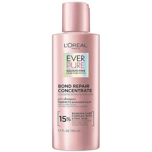 L'Oreal Paris Sulfate Free Bond Repair Pre Shampoo Treatment, Hair Repair for Colored, Bleached or Damaged Hair, EverPure, 5.1 Fl Oz (Packaging May Vary)