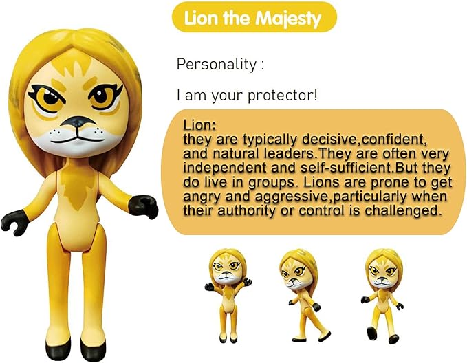 PLENTY MORE Forest Animal Theme Series Action Figure - 3.5 inches / 8cm Collectible Action Figure, Creative Forest Animal Toy, Educational & Fun Play for Ages 3+, Safe & Non-Toxic (Lion The Majesty)