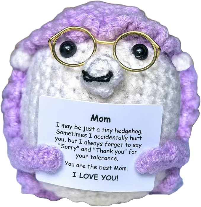 Crochet Easter Basket Stuffers Positive Hedgehog, Crochet for Friend Mom Grandma Dad Grandpa Daughter Son Mini Gifts, Emotional Coworker Sister Brother Support Small Birthday Gifts