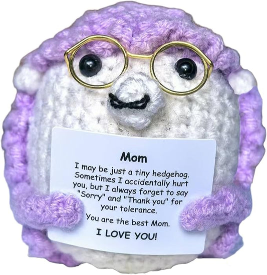 Crochet Easter Basket Stuffers Positive Hedgehog, Crochet for Friend Mom Grandma Dad Grandpa Daughter Son Mini Gifts, Emotional Coworker Sister Brother Support Small Birthday Gifts