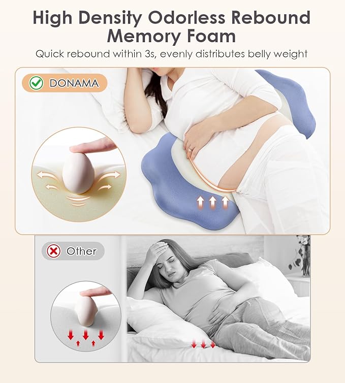 Pregnancy Pillows for Sleeping, Memory Foam Maternity Pillow Support for Back Belly HIPS, Adjustable Travel Wedge Pillow for Pregnant Women, Side Spleeping Pregnant Pillows with Velvet Cover
