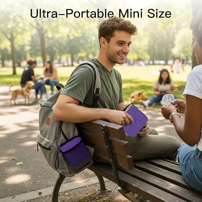 Trading Card Binder, Mini 1-Pocket Trading Card Binder with 20 Pages, Portable Card Album Holds 40 Cards for TCG, MTG, Sports Cards & Game Cards etc(Purple)