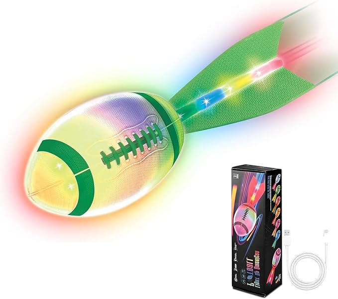 Glow in The Dark Football – Light Up Foam Football for Boys Ages 3+, Outdoor Sports Toy for Camping, Beach Games, Birthday Gift